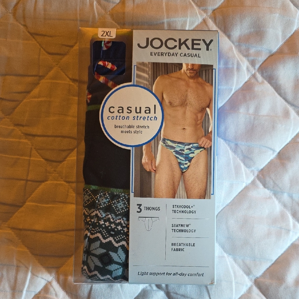 Jockey Men's Everyday Casual Thongs - Winter Theme.  Xxl 44-46"